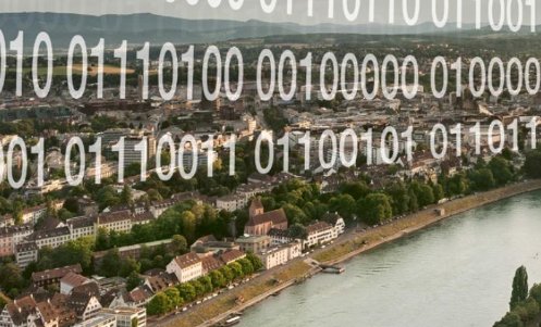 Stadtansicht von Basel mit Zahlen