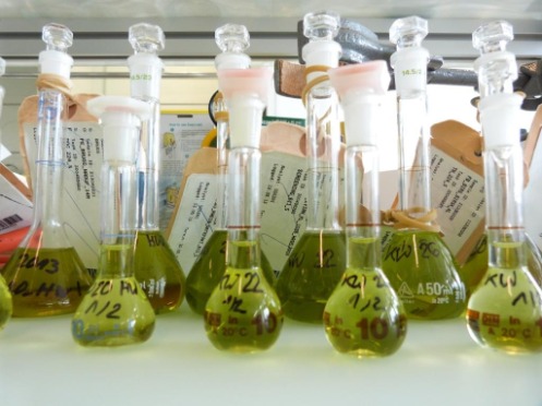 Extraktion der Rhein-Schwebstoffe in einem Labor