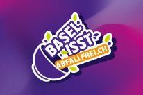 Logo Basel isst abfallfrei mit Mehrwegbehälter und Schrift