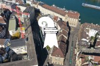 Luftbild von Basel mit Baslerstab